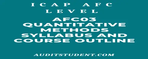 Syllabus of AFC2 Quantitative Methods