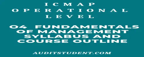 icmap syllabus of O4 Fundamentals of Management
